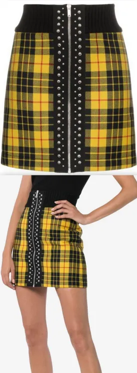 High Waist Tartan Mini Skirt