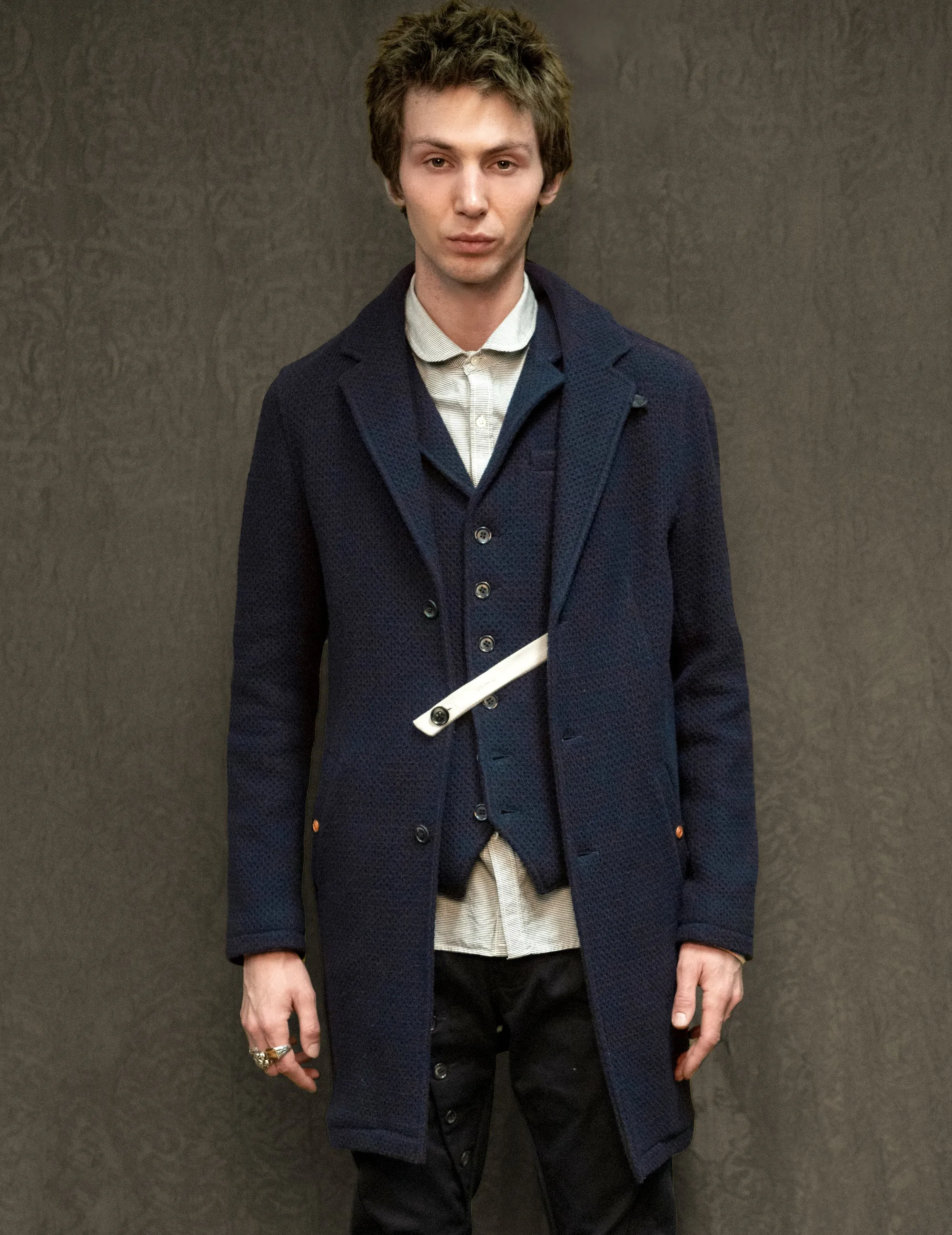 IMMORTAL Silverstone Frock Style Coat - Navy Waffle