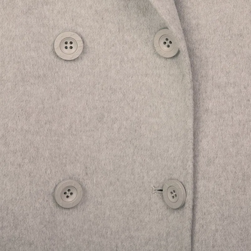 Khaki Grey Long Wool Double Breasted Overcoats