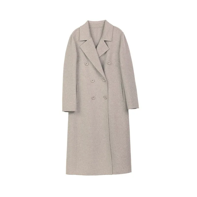 Khaki Grey Long Wool Double Breasted Overcoats