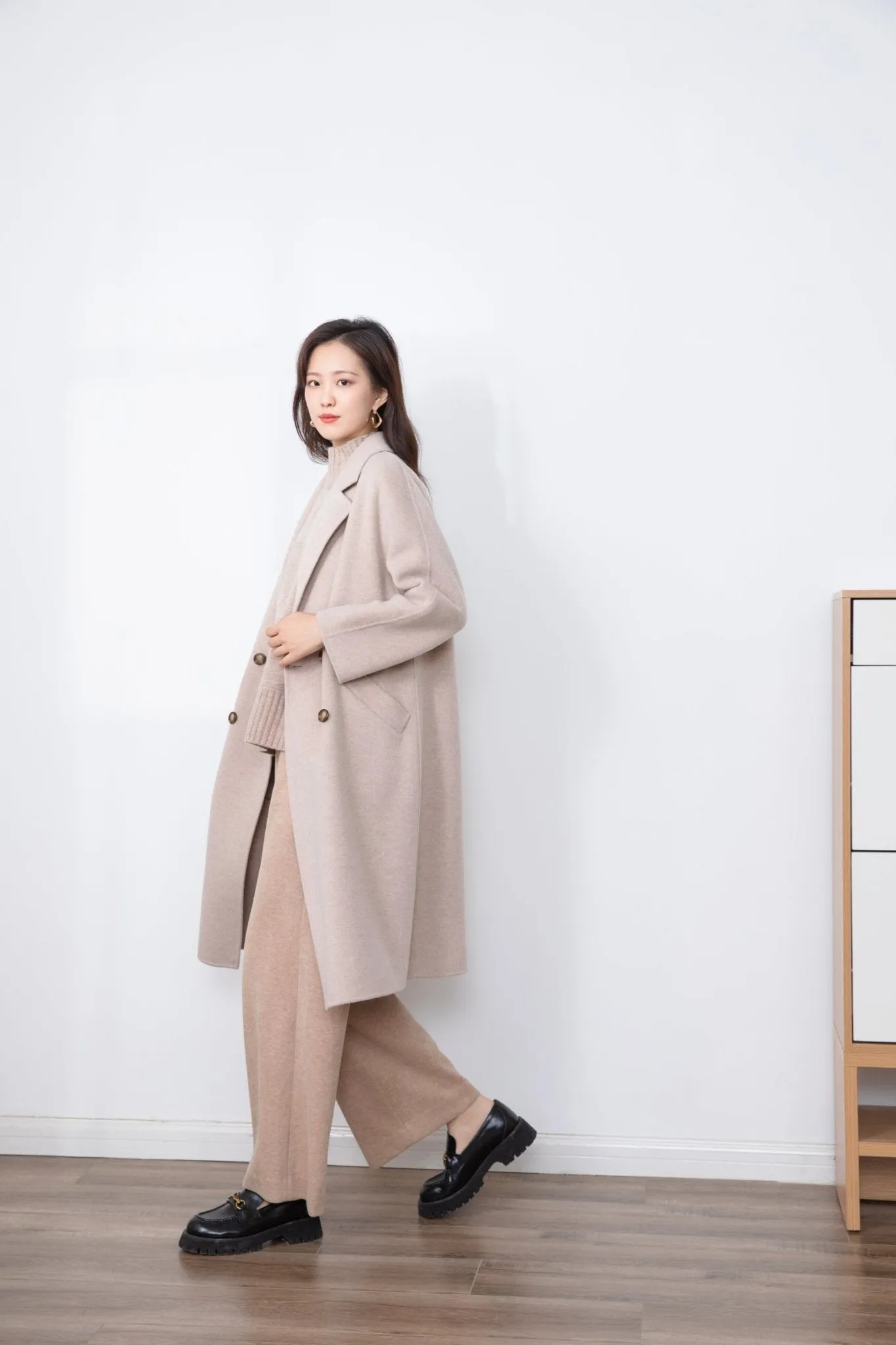 Khaki Wool Double Faced Overcoats