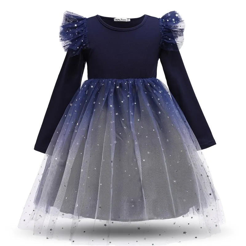 Kids Girl Wedding Dress Clothes Kids Cosplay Long Lantern Sleeve Costume Children Halloween Dress - KGD8361