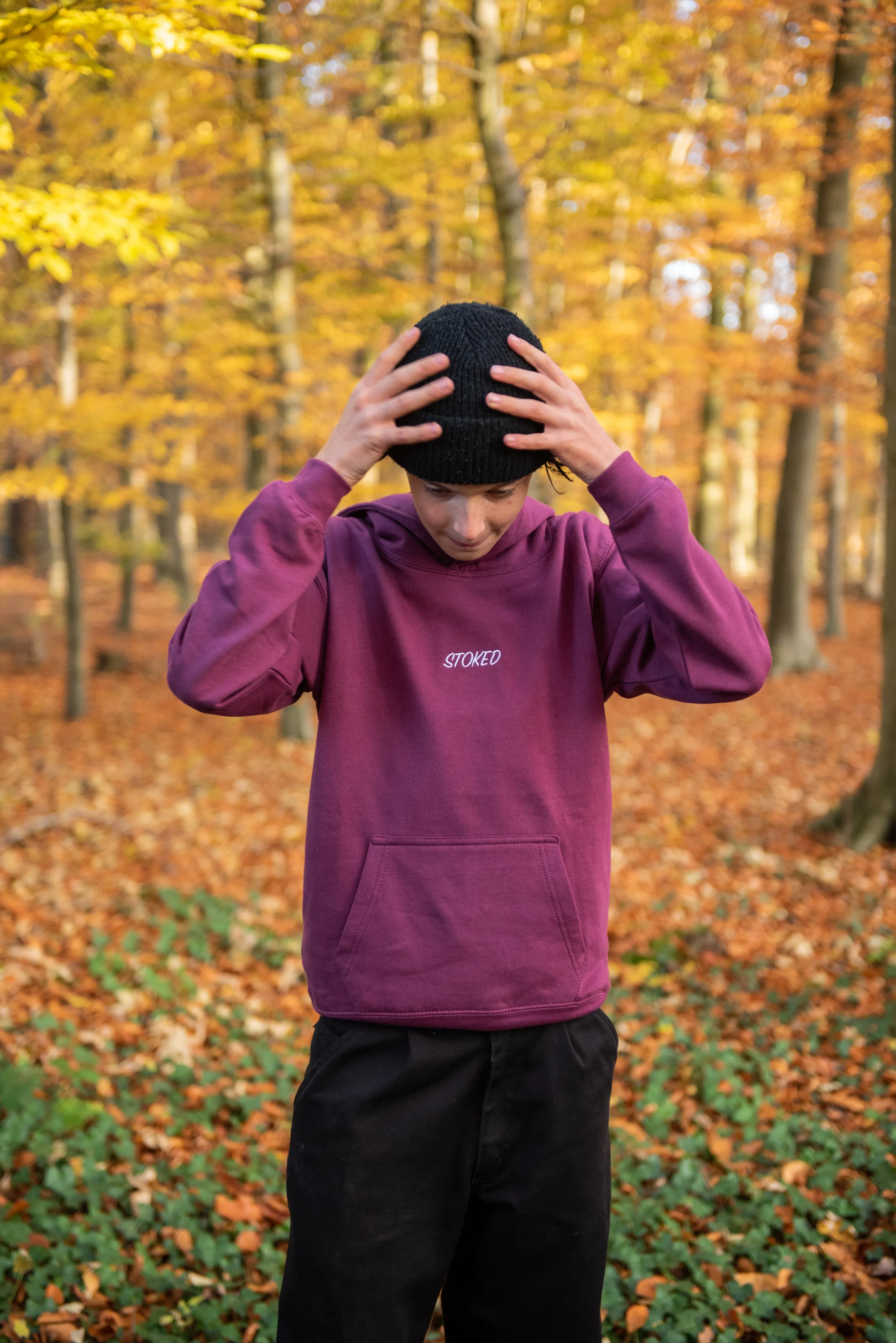 Kids Lightweight Script Hoodie Plum