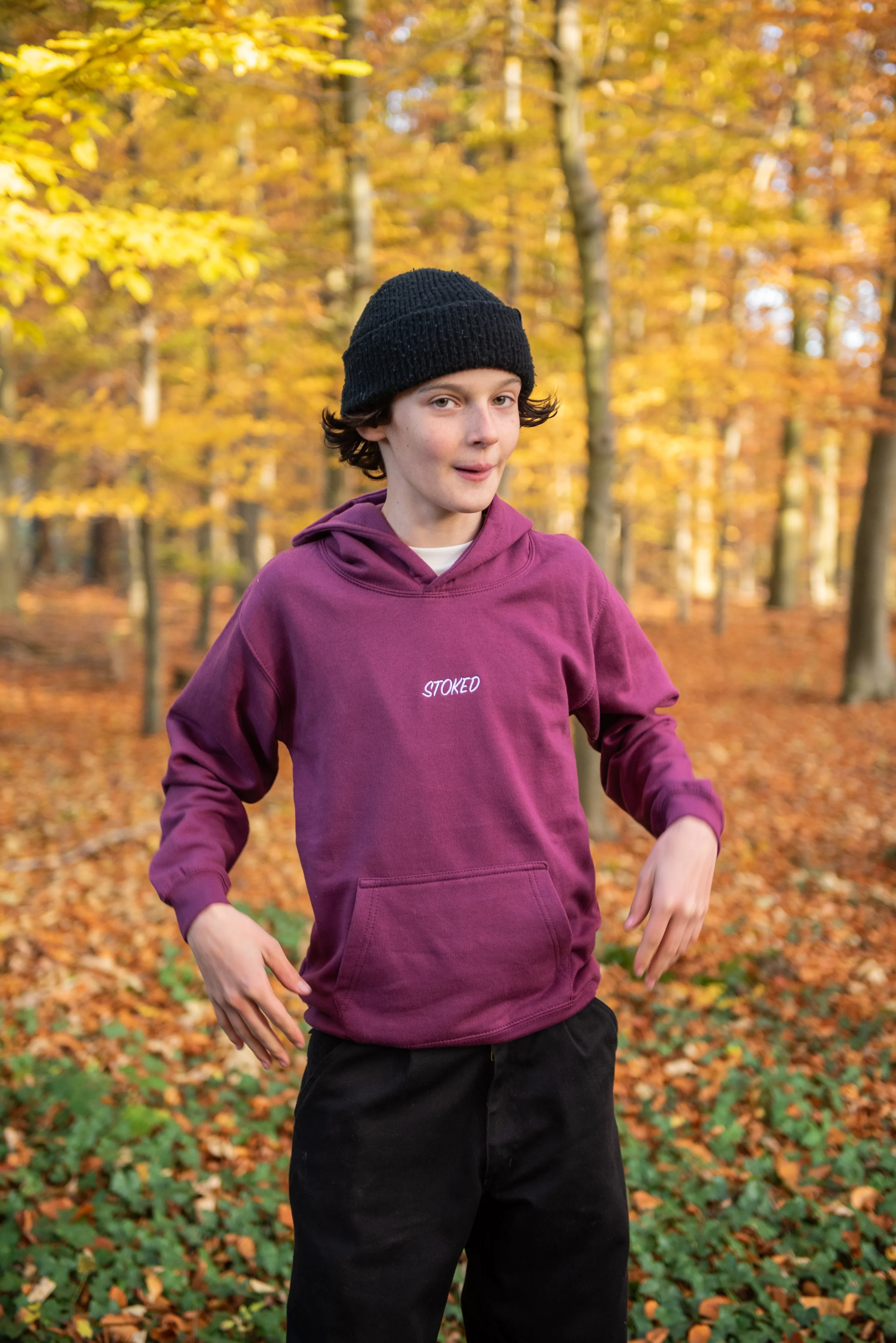 Kids Lightweight Script Hoodie Plum