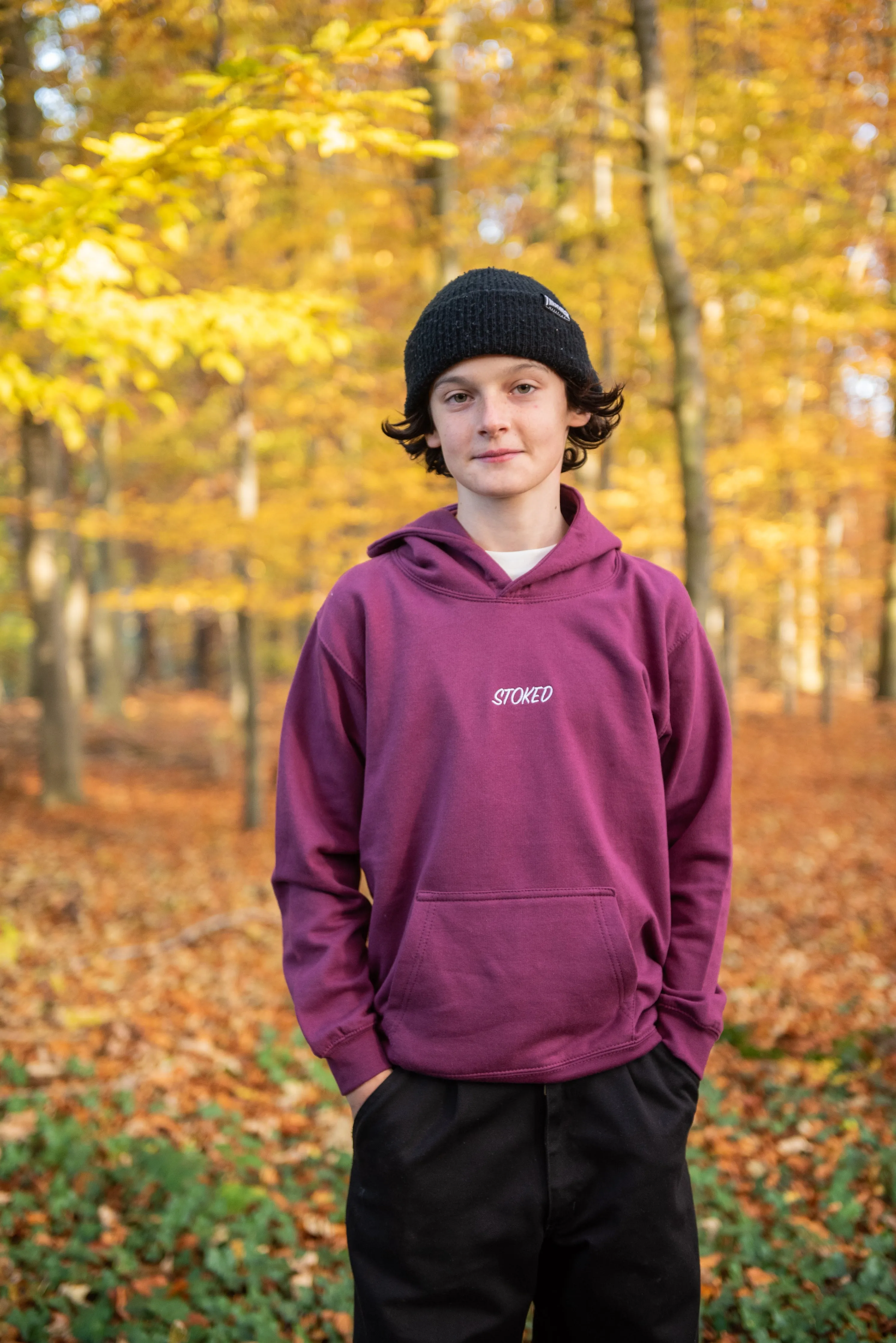 Kids Lightweight Script Hoodie Plum