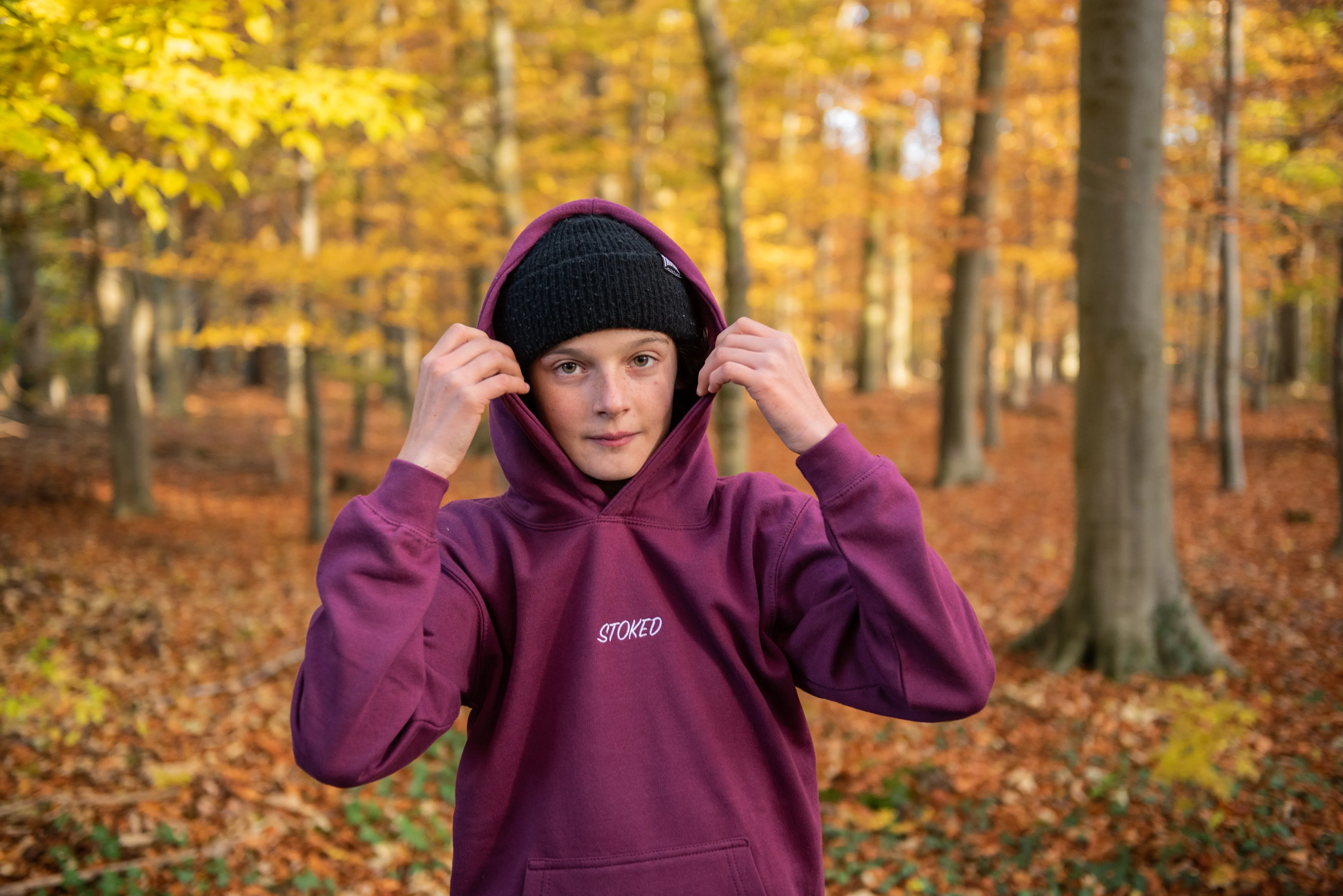 Kids Lightweight Script Hoodie Plum