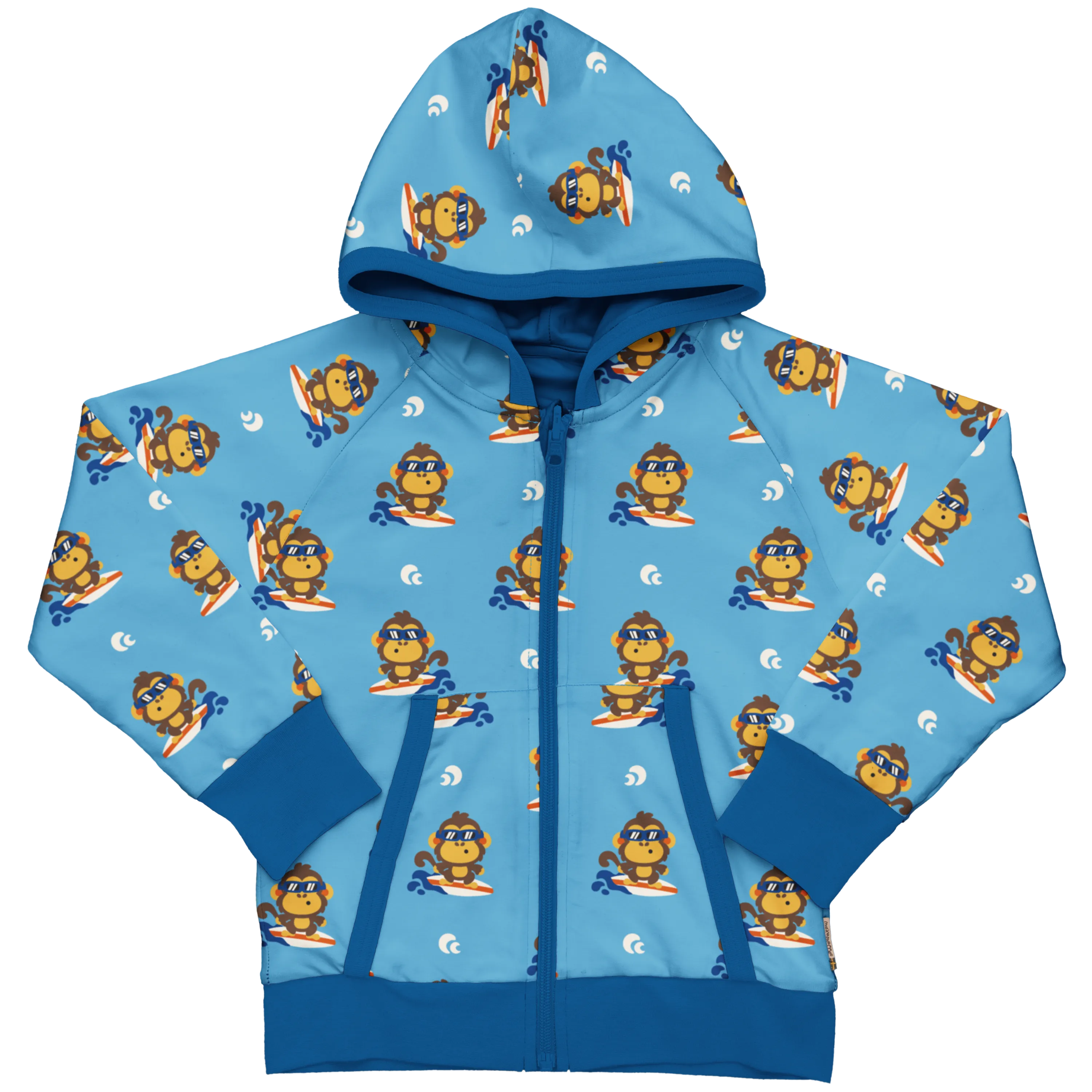 Maxomorra Monkey Organic Cotton Reversible Zip Hoodie