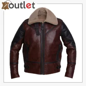 Men Umber Brown Shearling Jacket