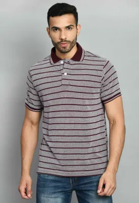 Men's Striped Maroon Polo Tees