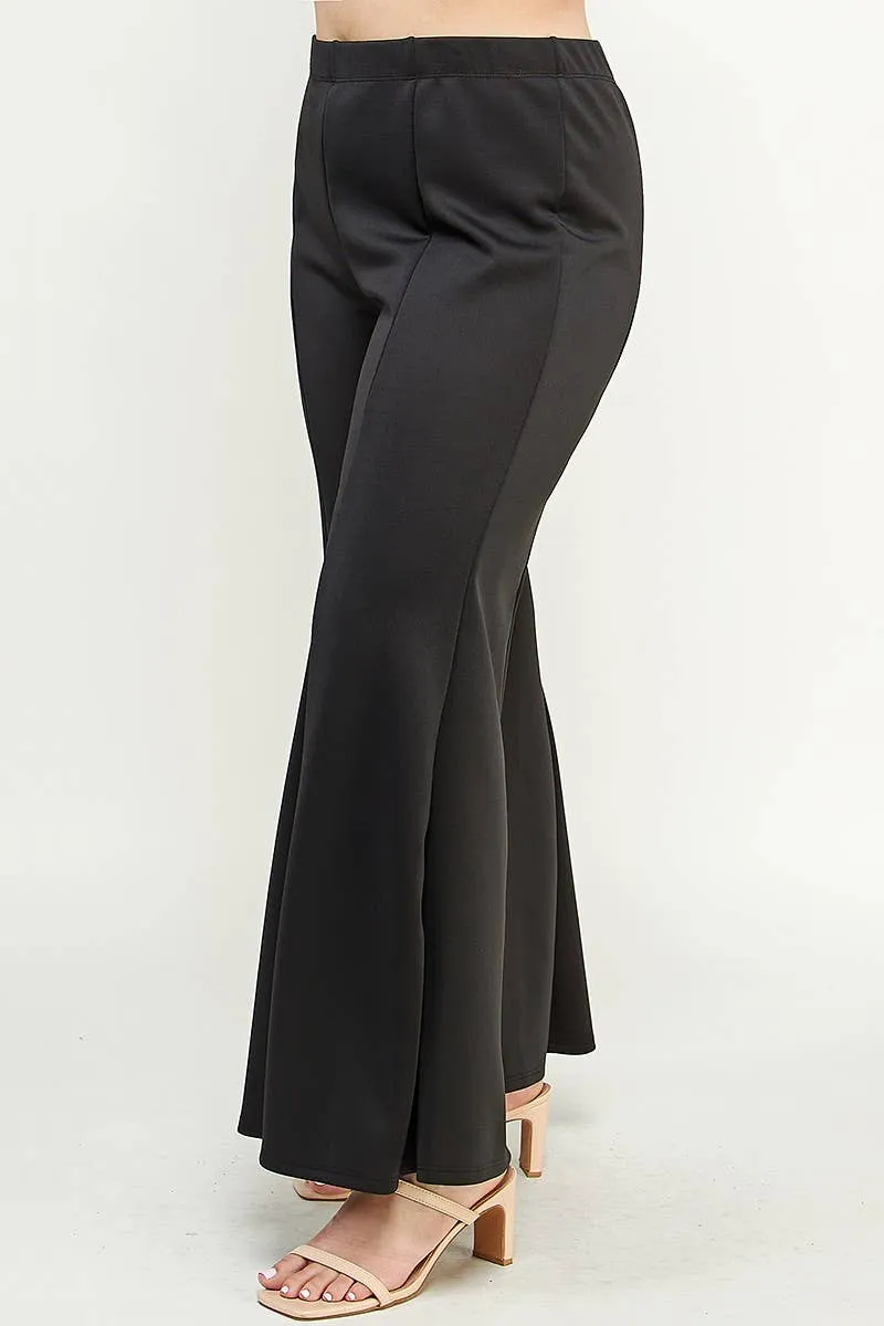 Midnight, Wide Leg Seam Front Plus Size Palazzo Pants