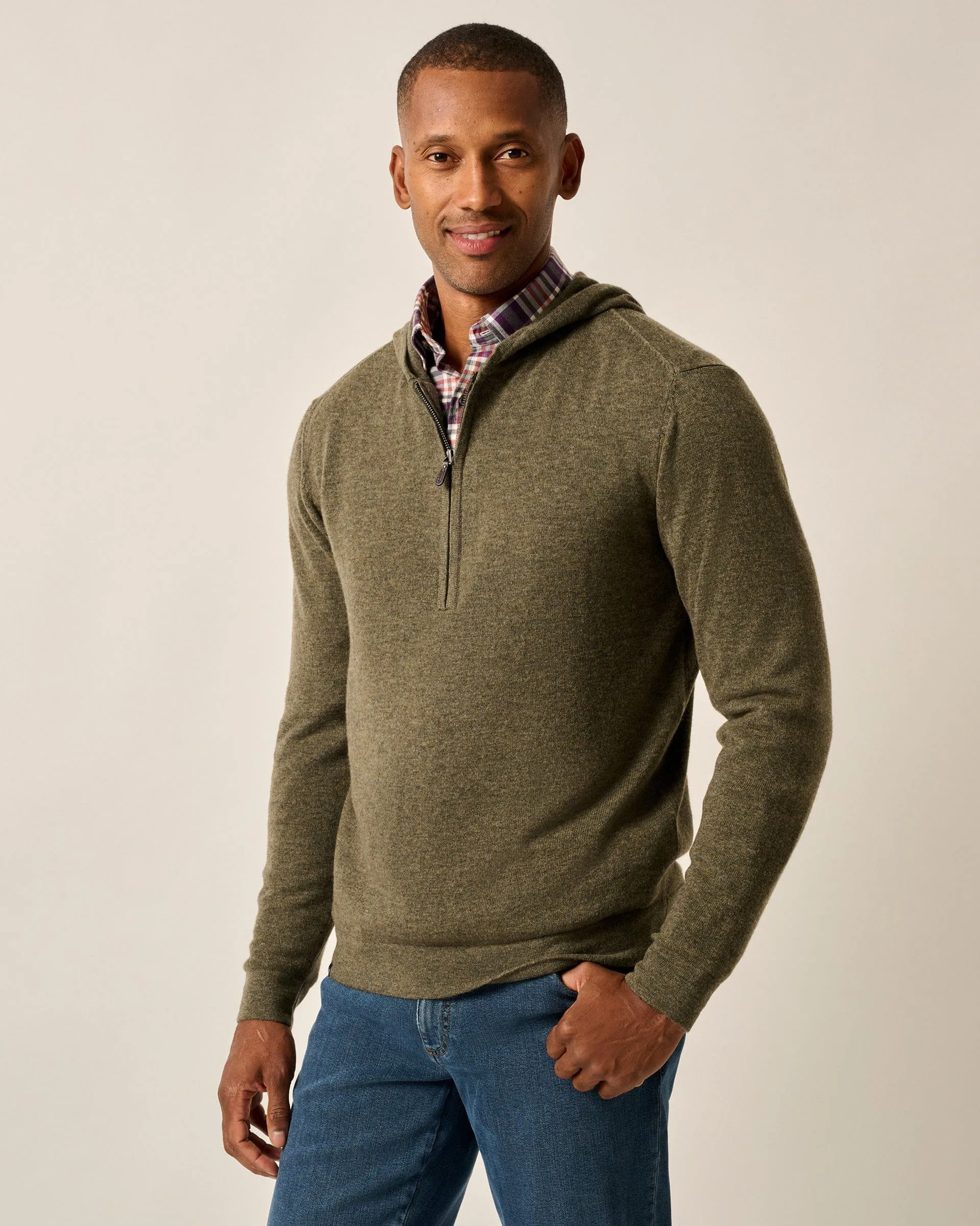 Mitch Wool Cashmere Blend 1/4 Zip Hoodie