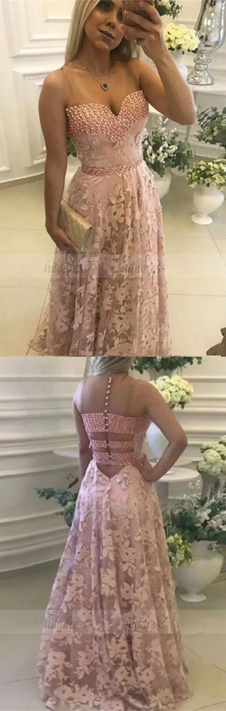 modest sweetheart evening gowns, unique special back party dresses with pearls