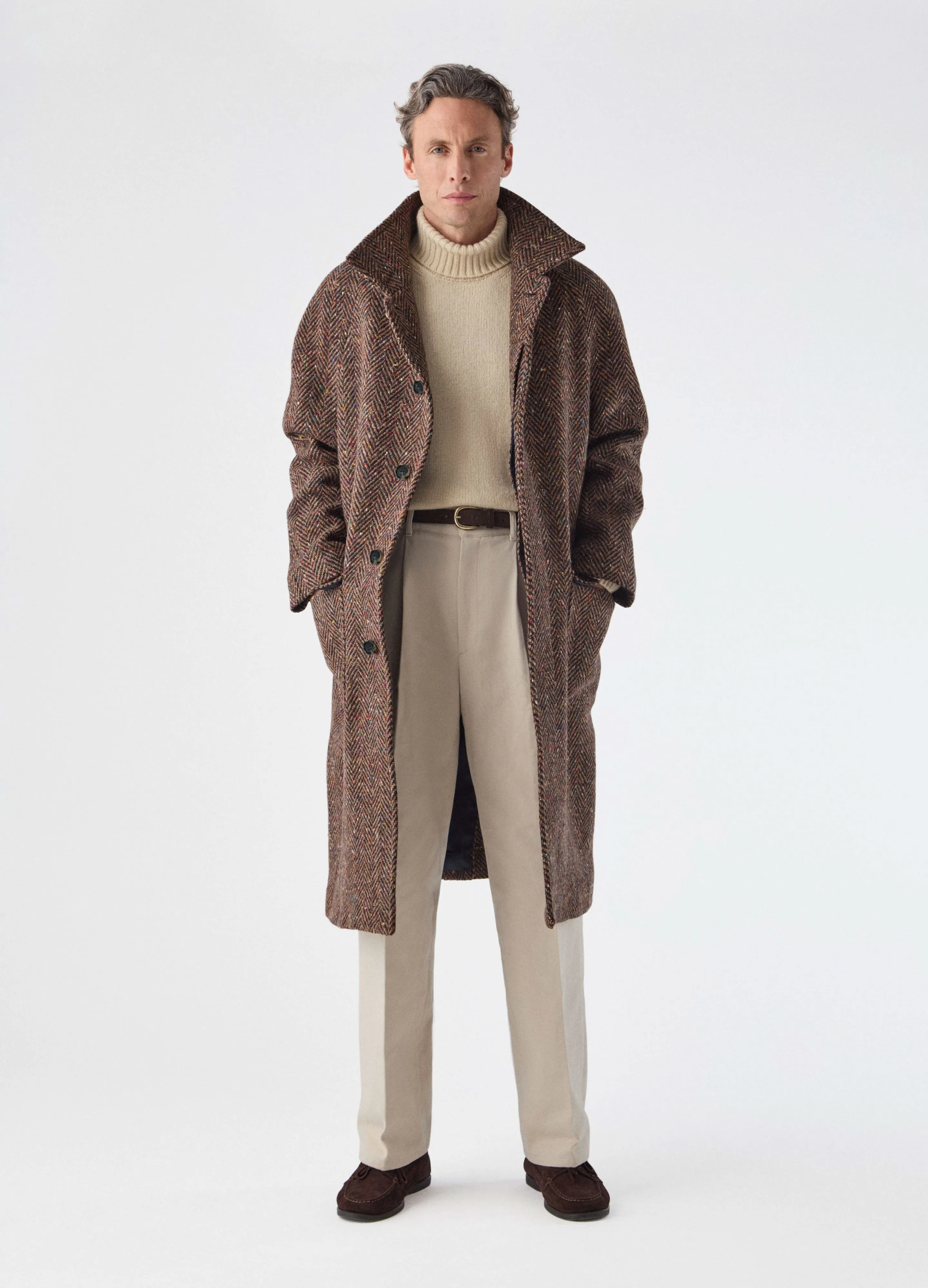 Nelson Tweed Raglan Coat - Brown