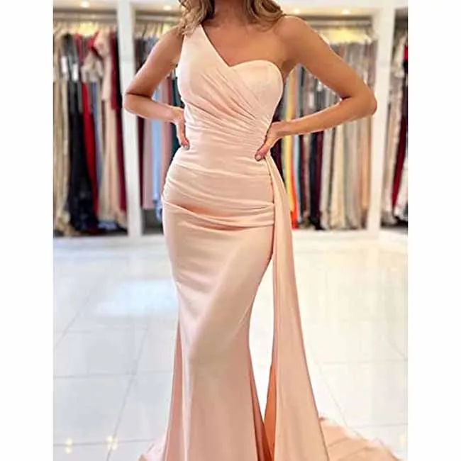 One Shoulder Bridesmaid Dresses Long Mermaid Prom Party Gowns Wedding Guest Dress