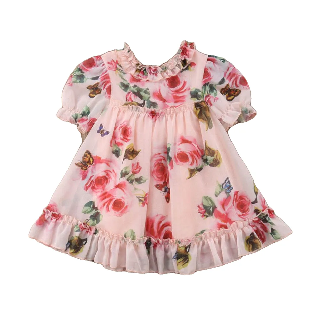 Party Chiffon Floral Print Tutu Dresses For Girls