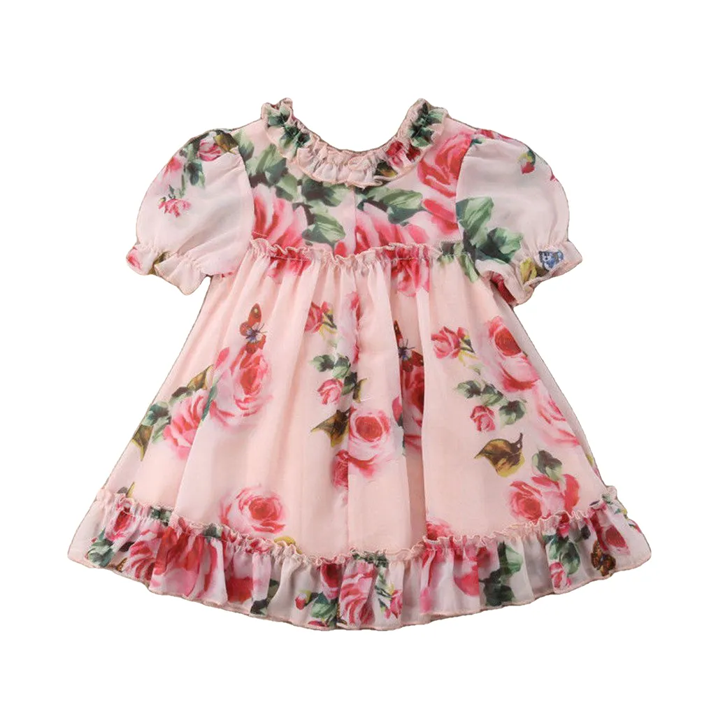 Party Chiffon Floral Print Tutu Dresses For Girls