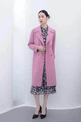 Pink Long Classic Trench Overcoats