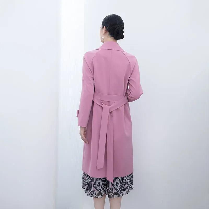 Pink Long Classic Trench Overcoats