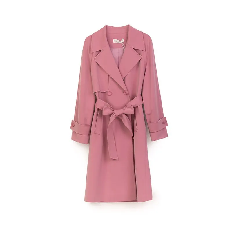 Pink Long Classic Trench Overcoats