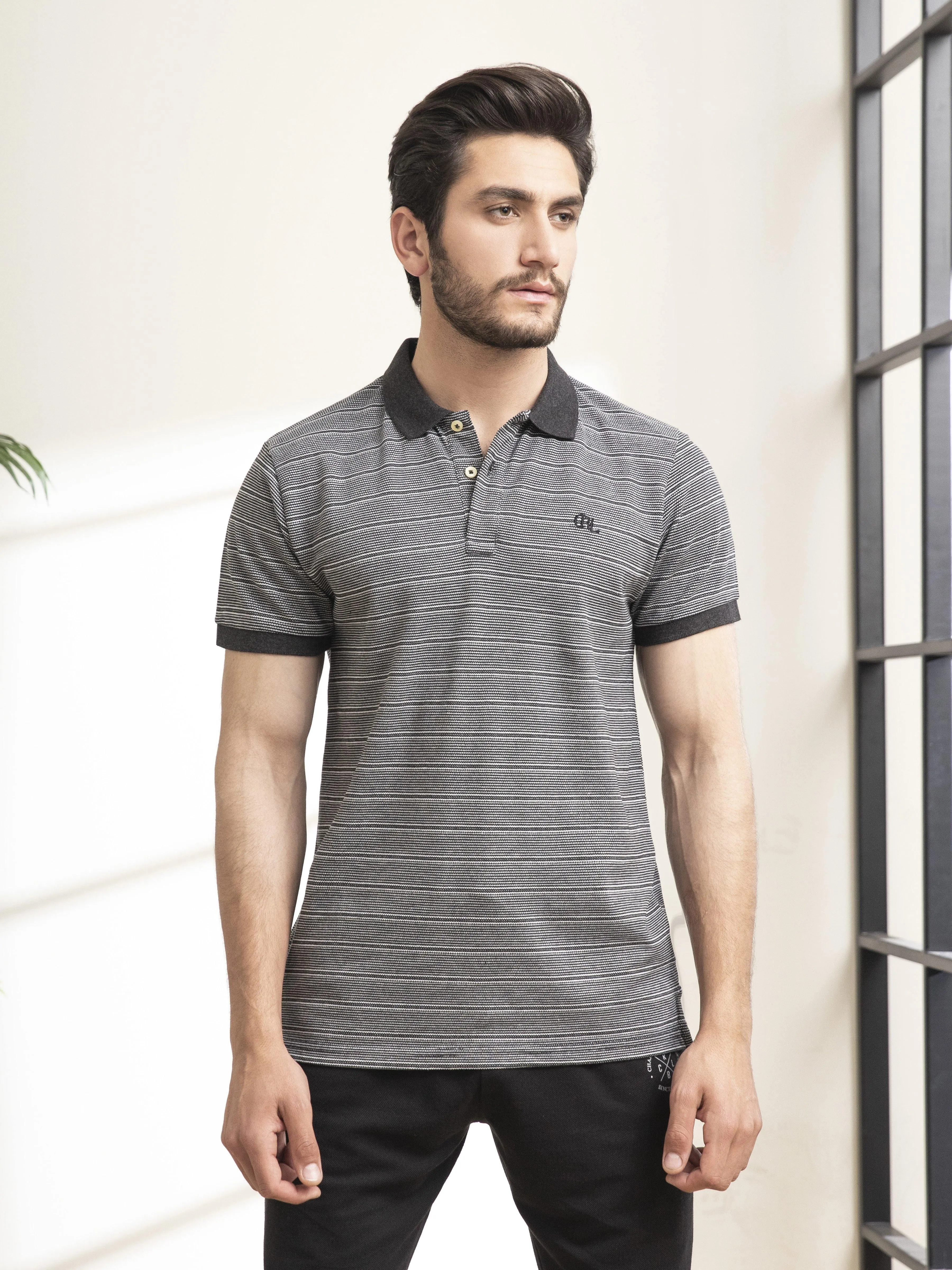 POLO SHIRT DOUBLE TONE BLACK WHITE