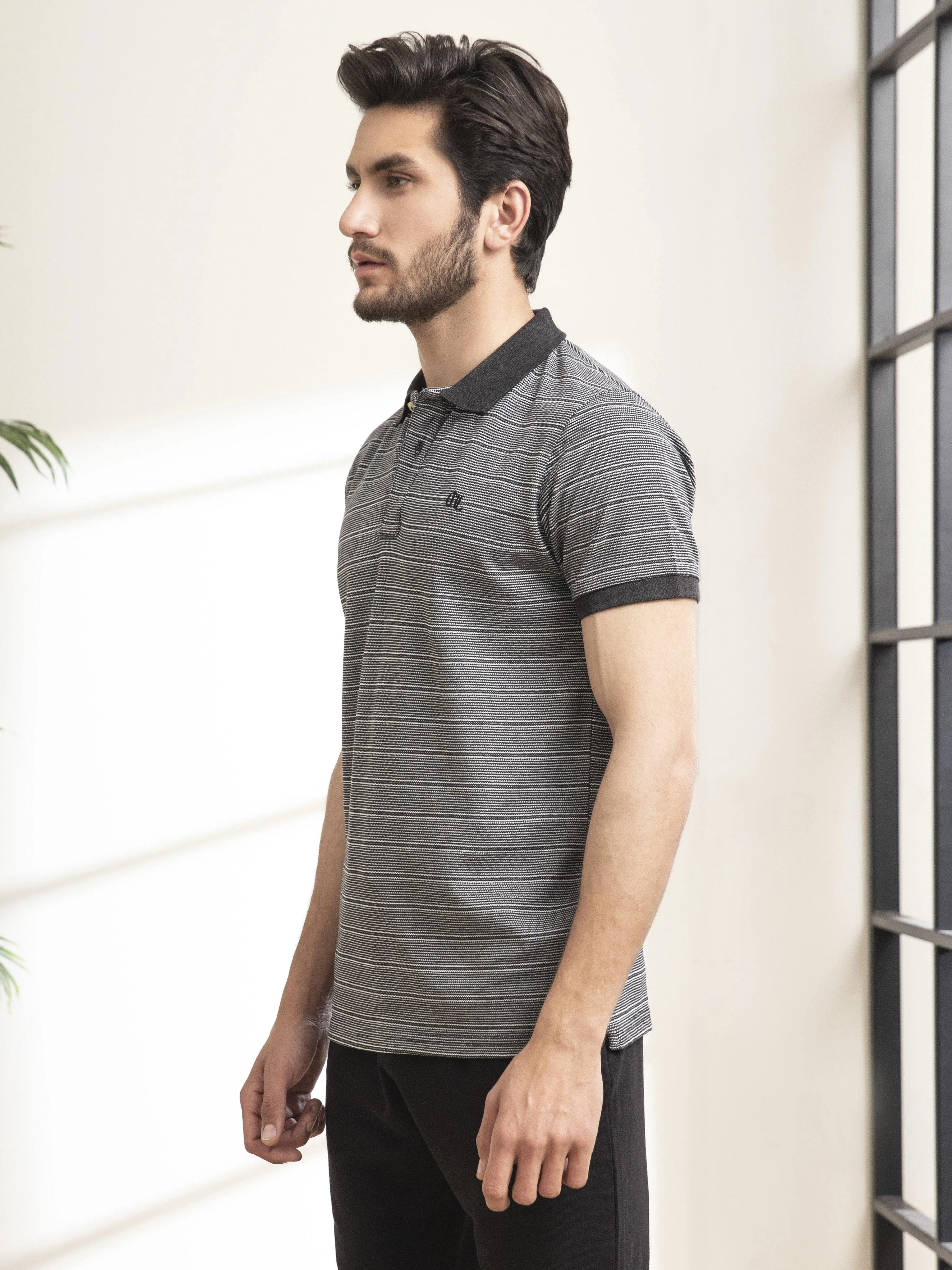 POLO SHIRT DOUBLE TONE BLACK WHITE