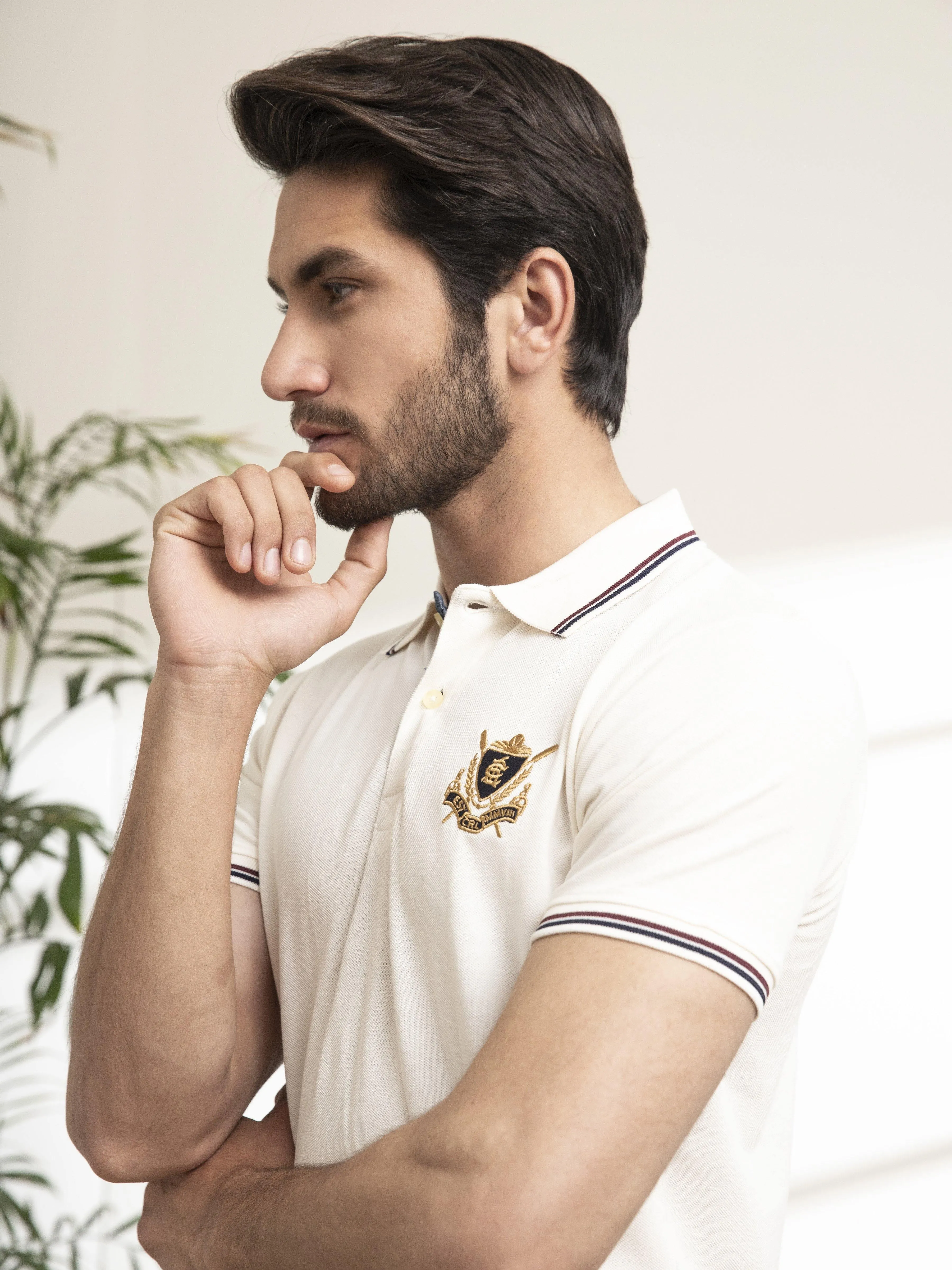 POLO SHIRT TIPPING COLLAR  WHITE