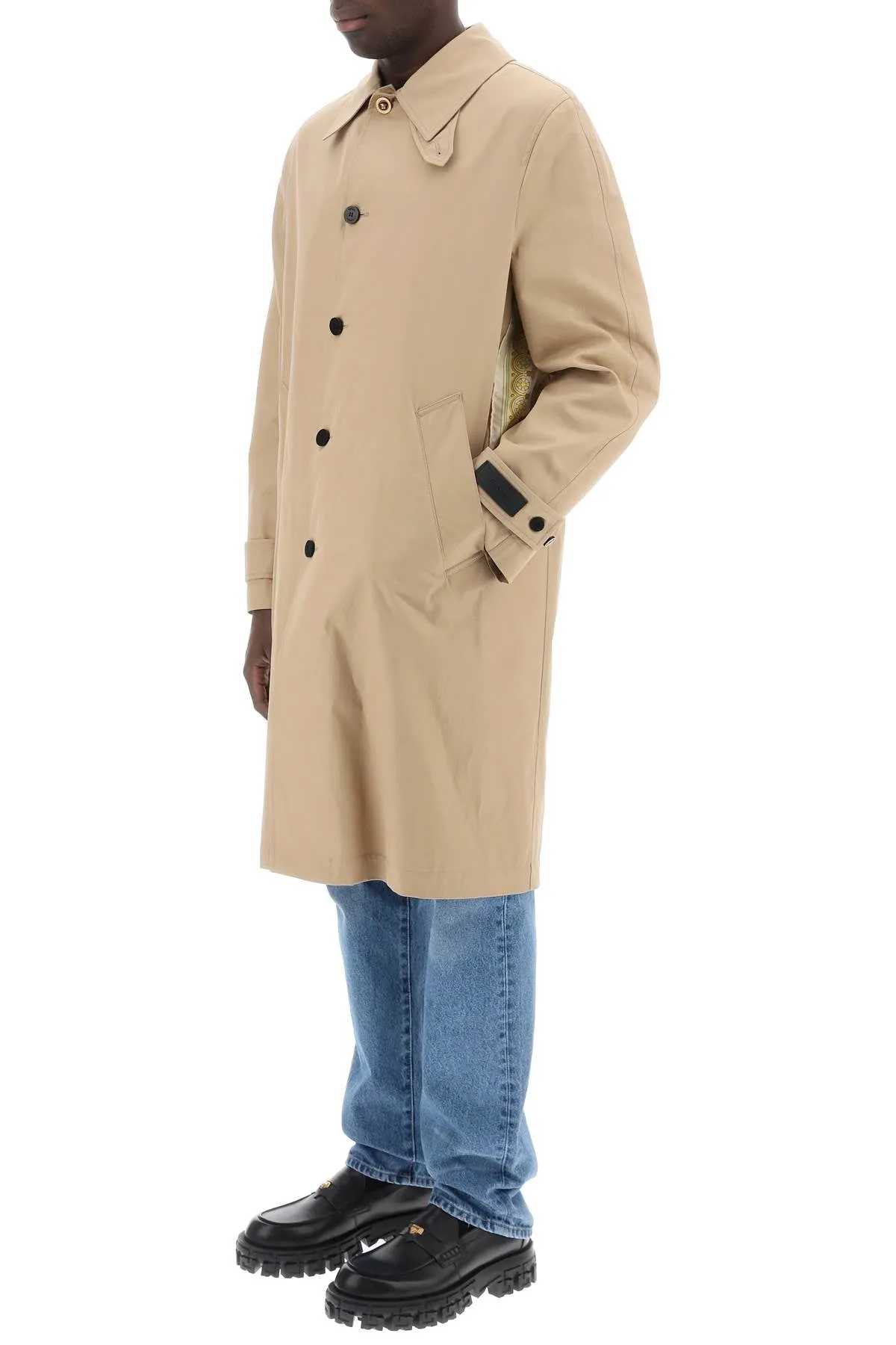 "single-breasted waterproof coat with