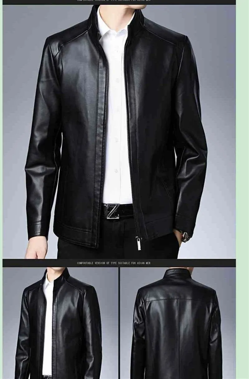 Real Good Spring Autumn and Winter Business Casual Daddy's Leather Jacket