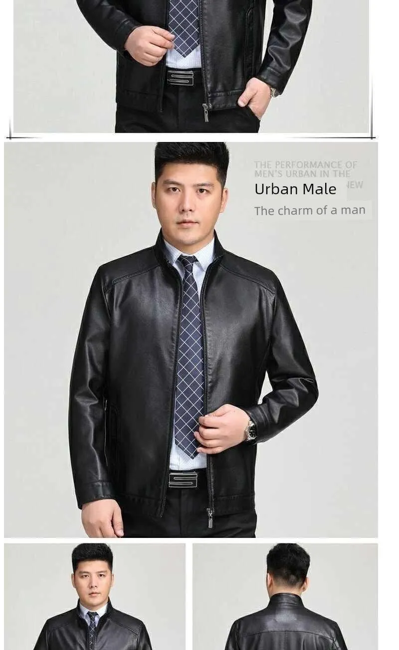 Real Good Spring Autumn and Winter Business Casual Daddy's Leather Jacket