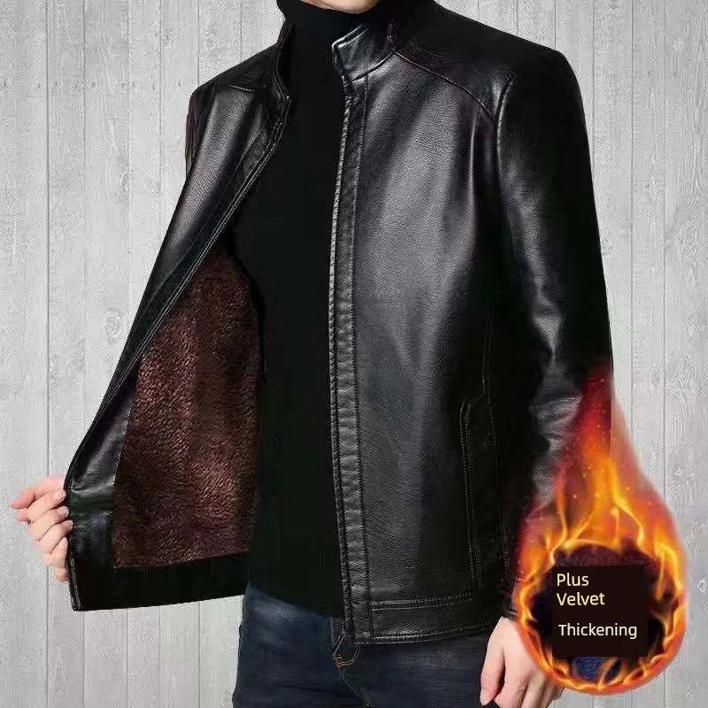 Real Good Spring Autumn and Winter Business Casual Daddy's Leather Jacket