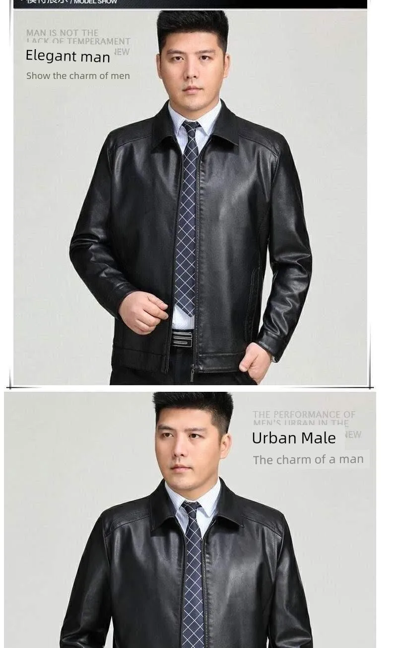 Real Good Spring Autumn and Winter Business Casual Daddy's Leather Jacket