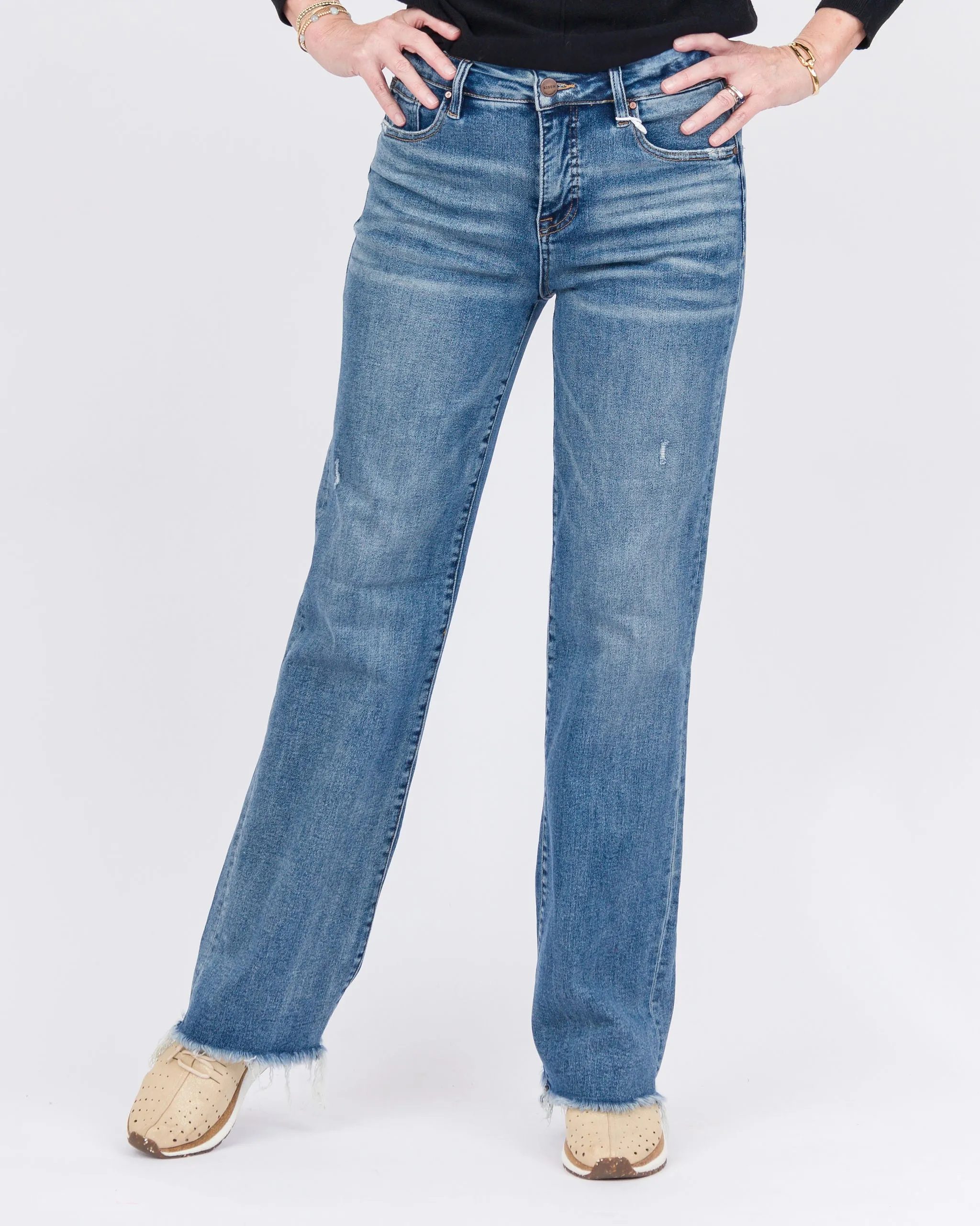 Risen Tummy Control High Rise Long Straight Jeans Dark