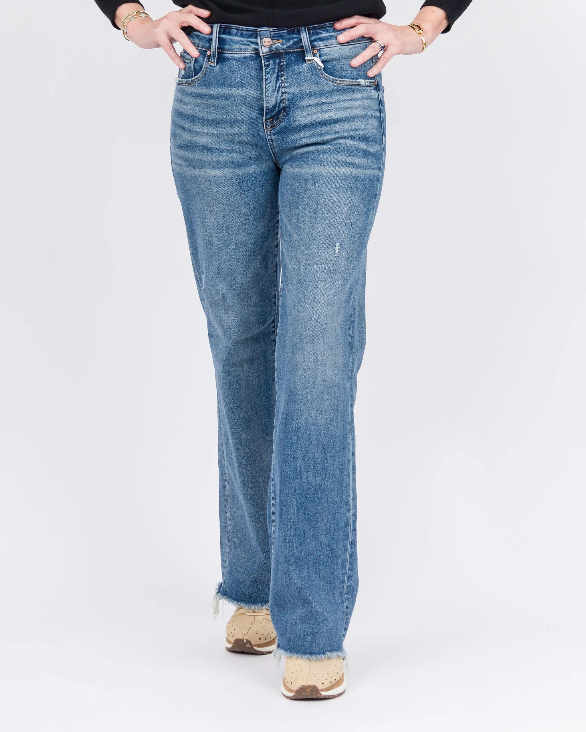 Risen Tummy Control High Rise Long Straight Jeans Dark