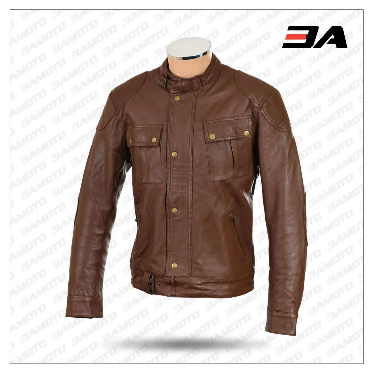 Roadmaster Pure Brown Leather Biker Jacket