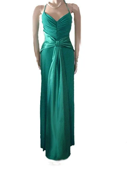 *SCOTT McCLINTOCK & JESSICA McCLINTOCK HUGE SATIN INSET HALTER EVENING GOWN WITH A BEAUTIFUL BACK