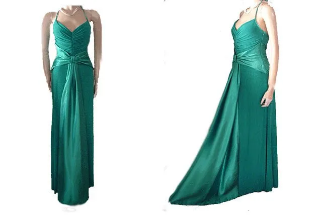 *SCOTT McCLINTOCK & JESSICA McCLINTOCK HUGE SATIN INSET HALTER EVENING GOWN WITH A BEAUTIFUL BACK