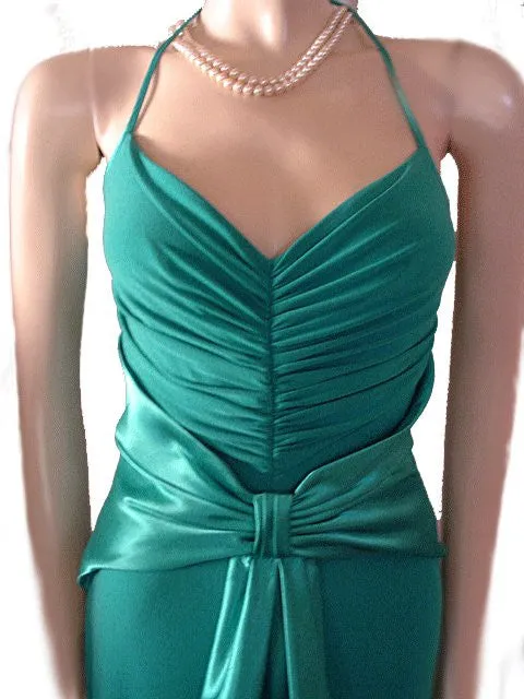 *SCOTT McCLINTOCK & JESSICA McCLINTOCK HUGE SATIN INSET HALTER EVENING GOWN WITH A BEAUTIFUL BACK