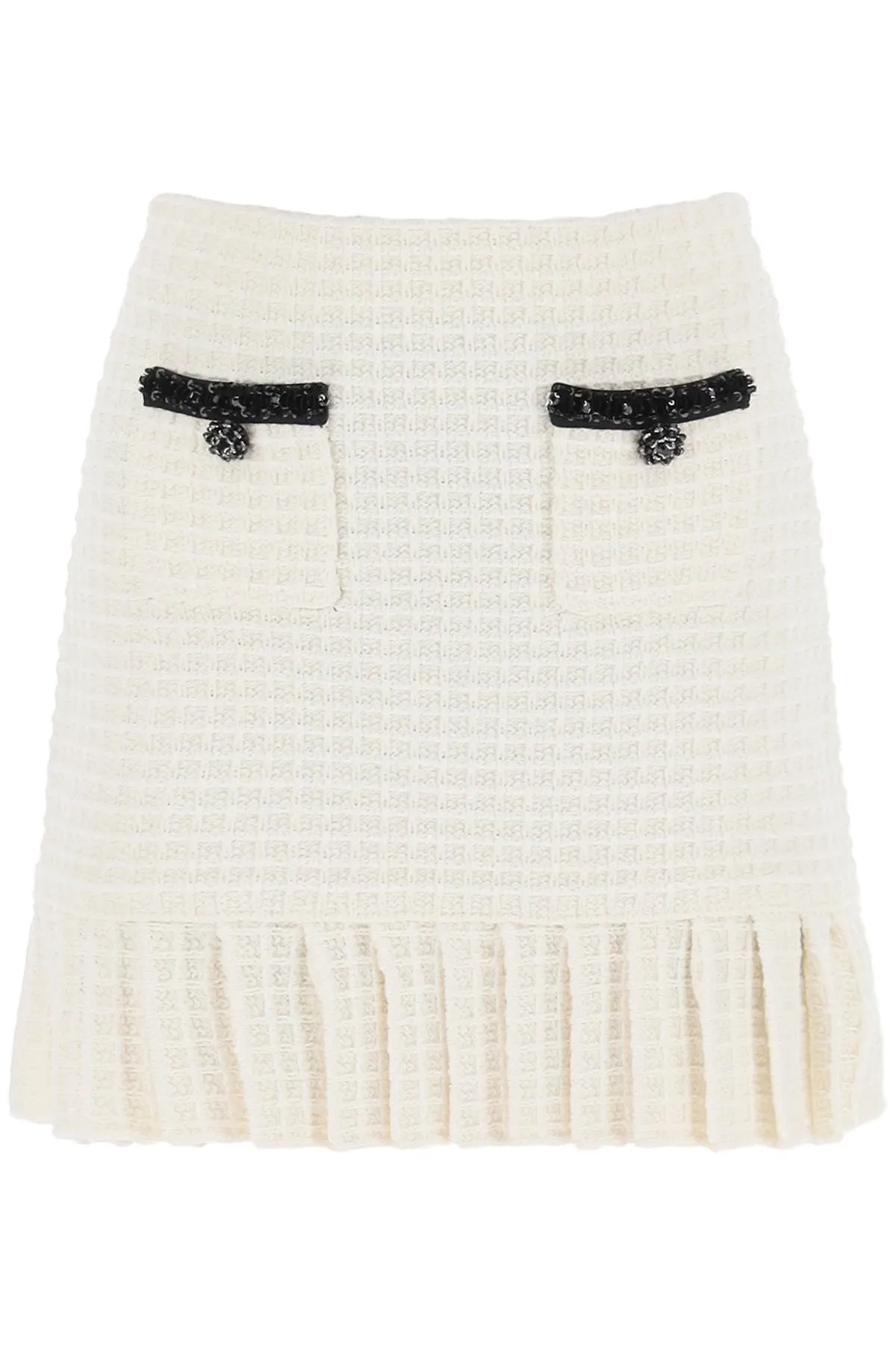 Self Portrait Knitted Mini Skirt With Sequins