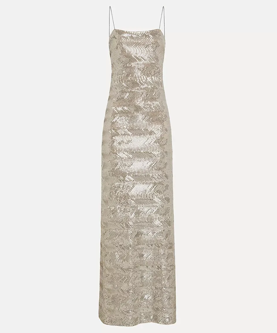 Sequinned La Danza Slip Dress - Silver