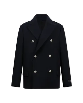 Short Felted Wool Double Breasted Peacoat