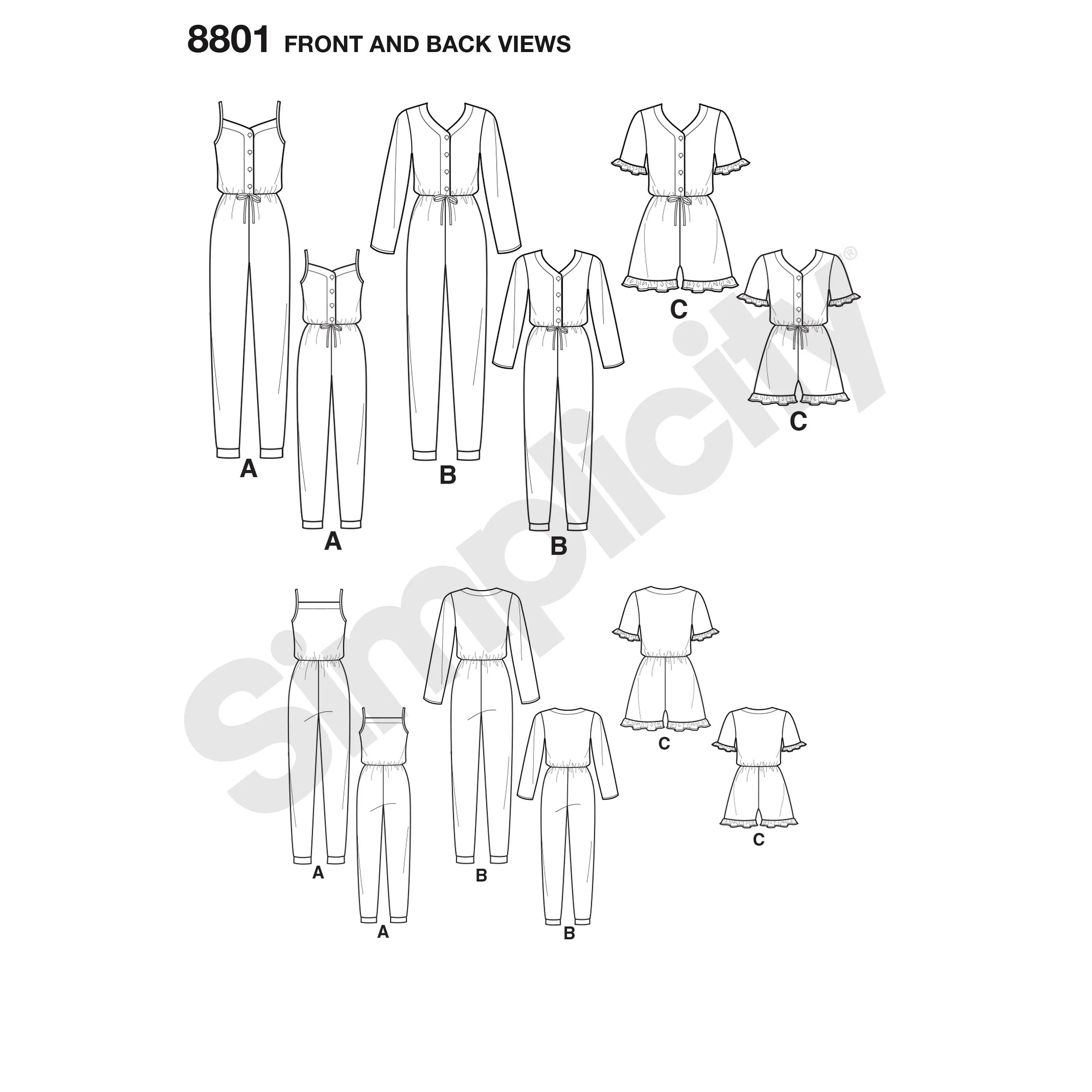 Simplicity Pattern 8801 girls and misses knit jumpsuit romper