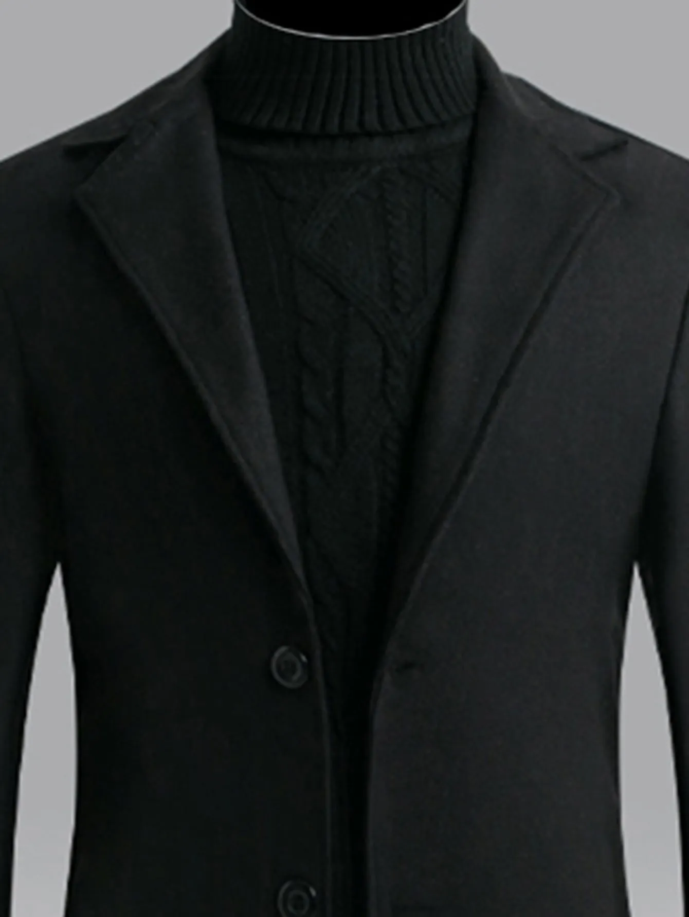 Single Breasted Lapel Collar Button Front Overcoat