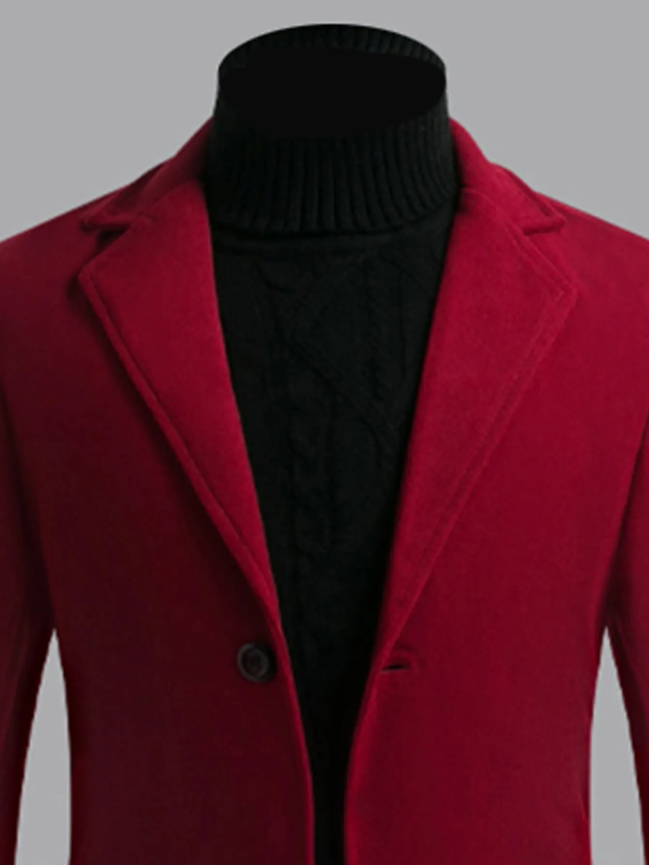 Single Breasted Lapel Collar Button Front Overcoat