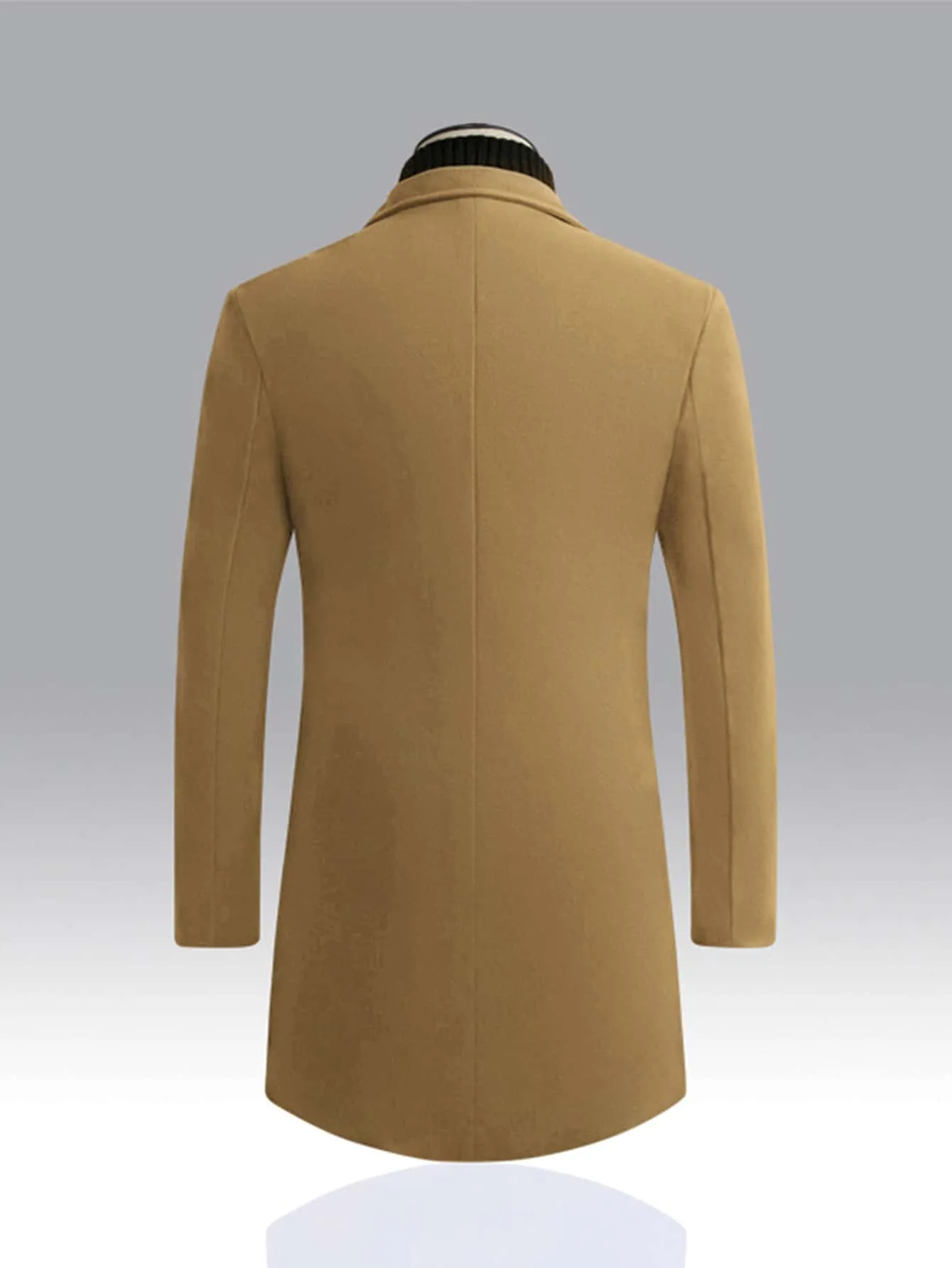 Single Breasted Lapel Collar Button Front Overcoat