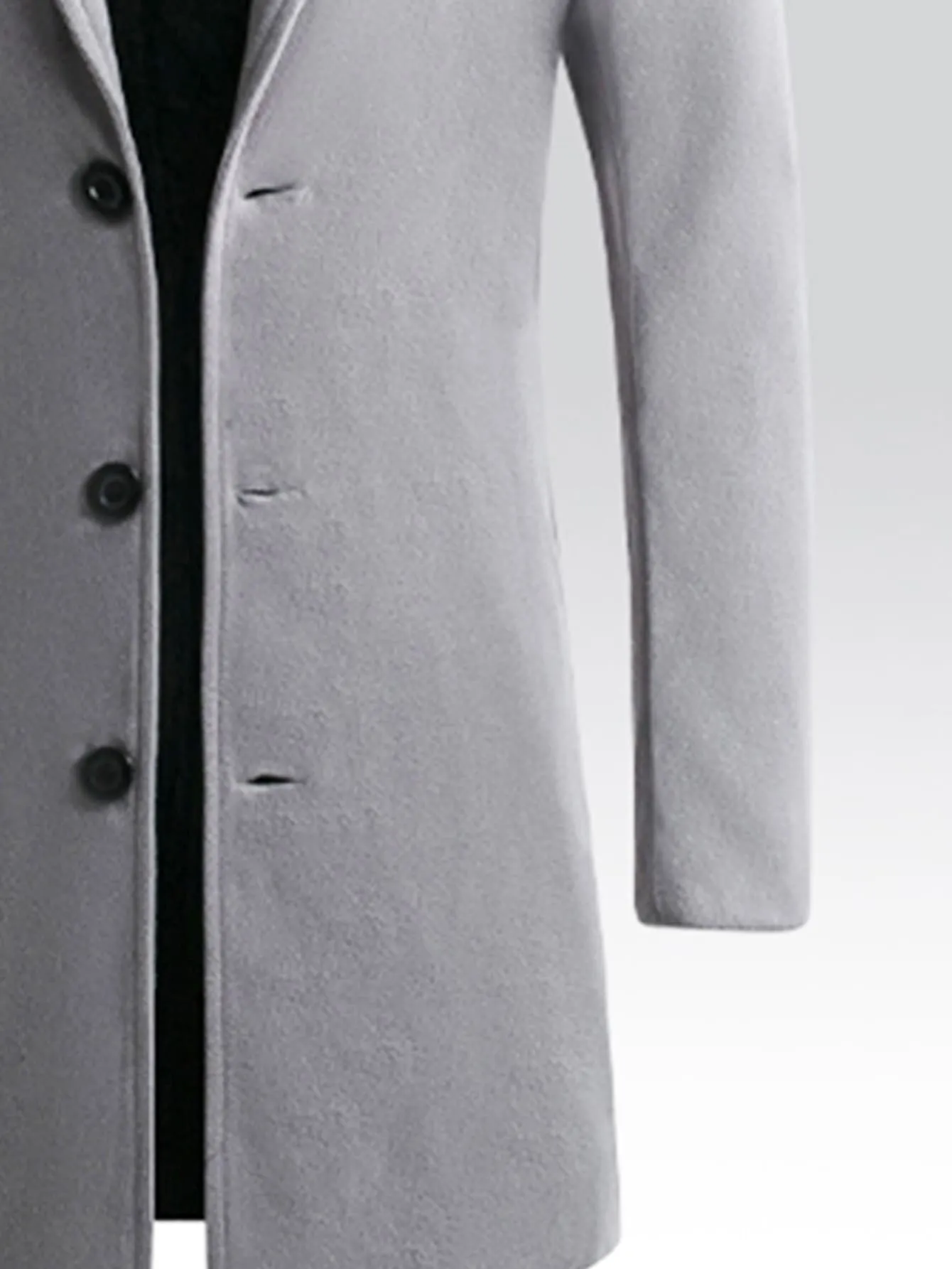 Single Breasted Lapel Collar Button Front Overcoat