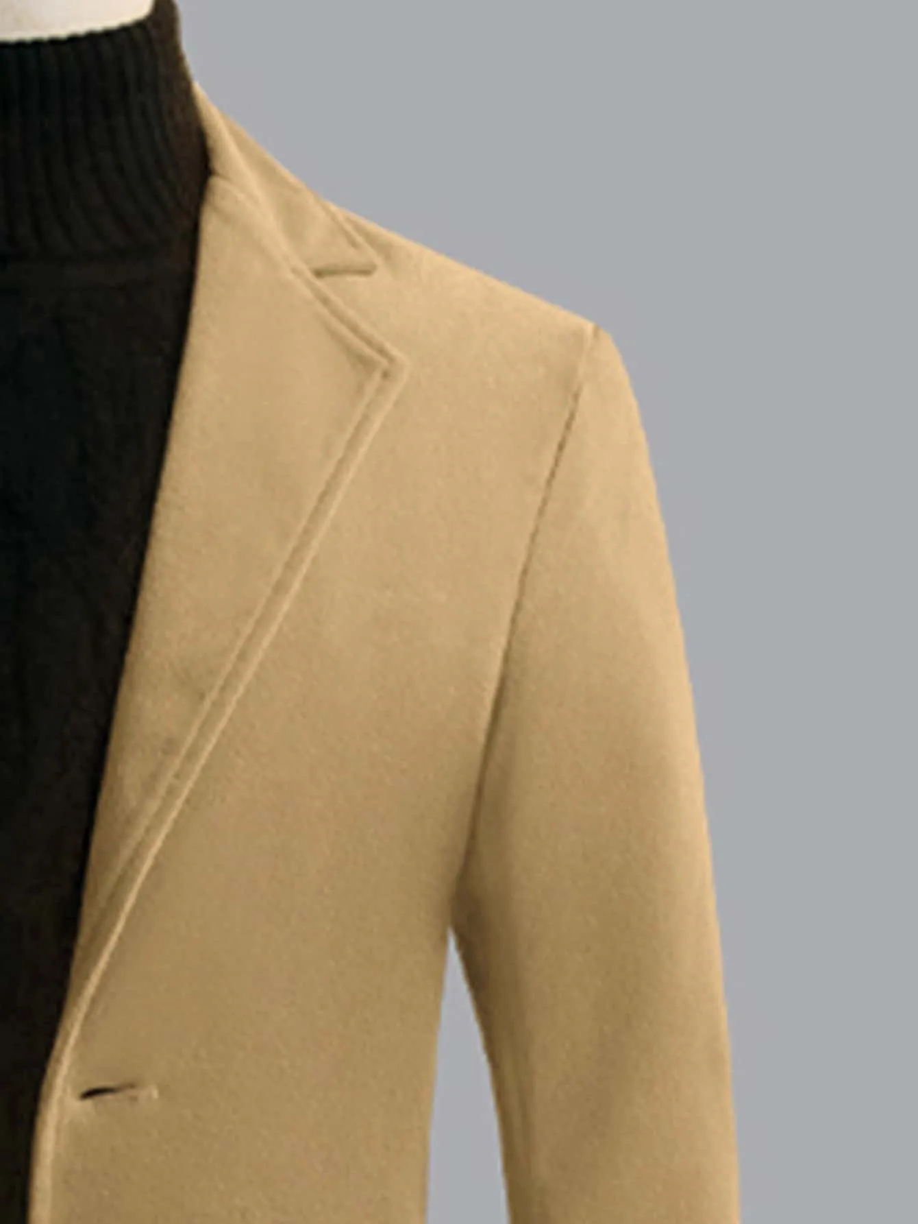 Single Breasted Lapel Collar Button Front Overcoat