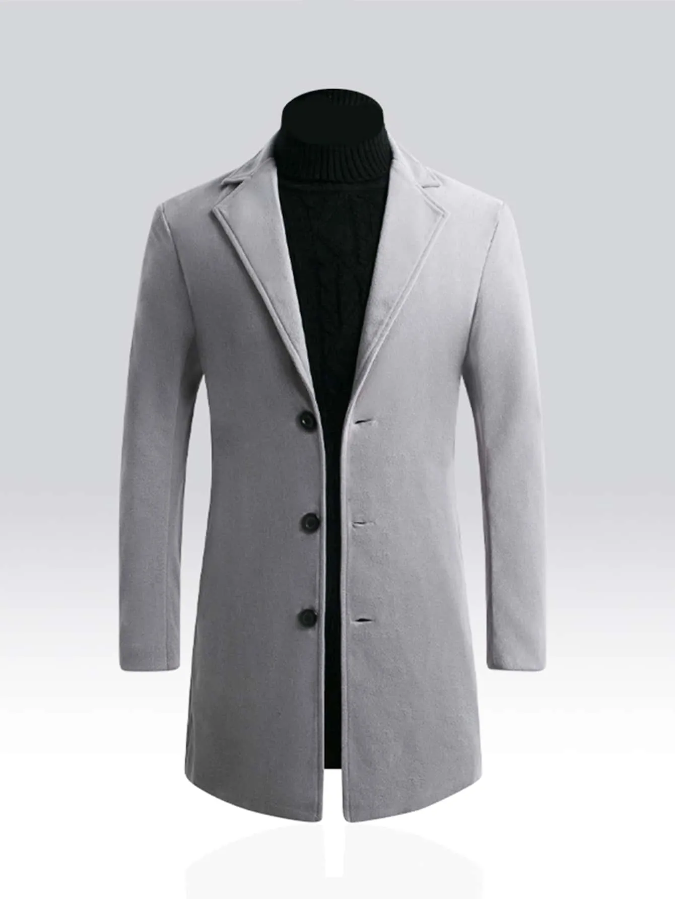 Single Breasted Lapel Collar Button Front Overcoat