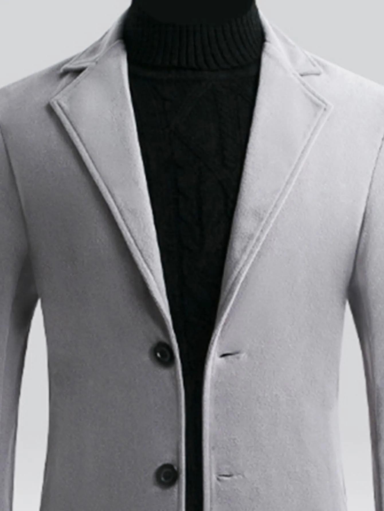 Single Breasted Lapel Collar Button Front Overcoat