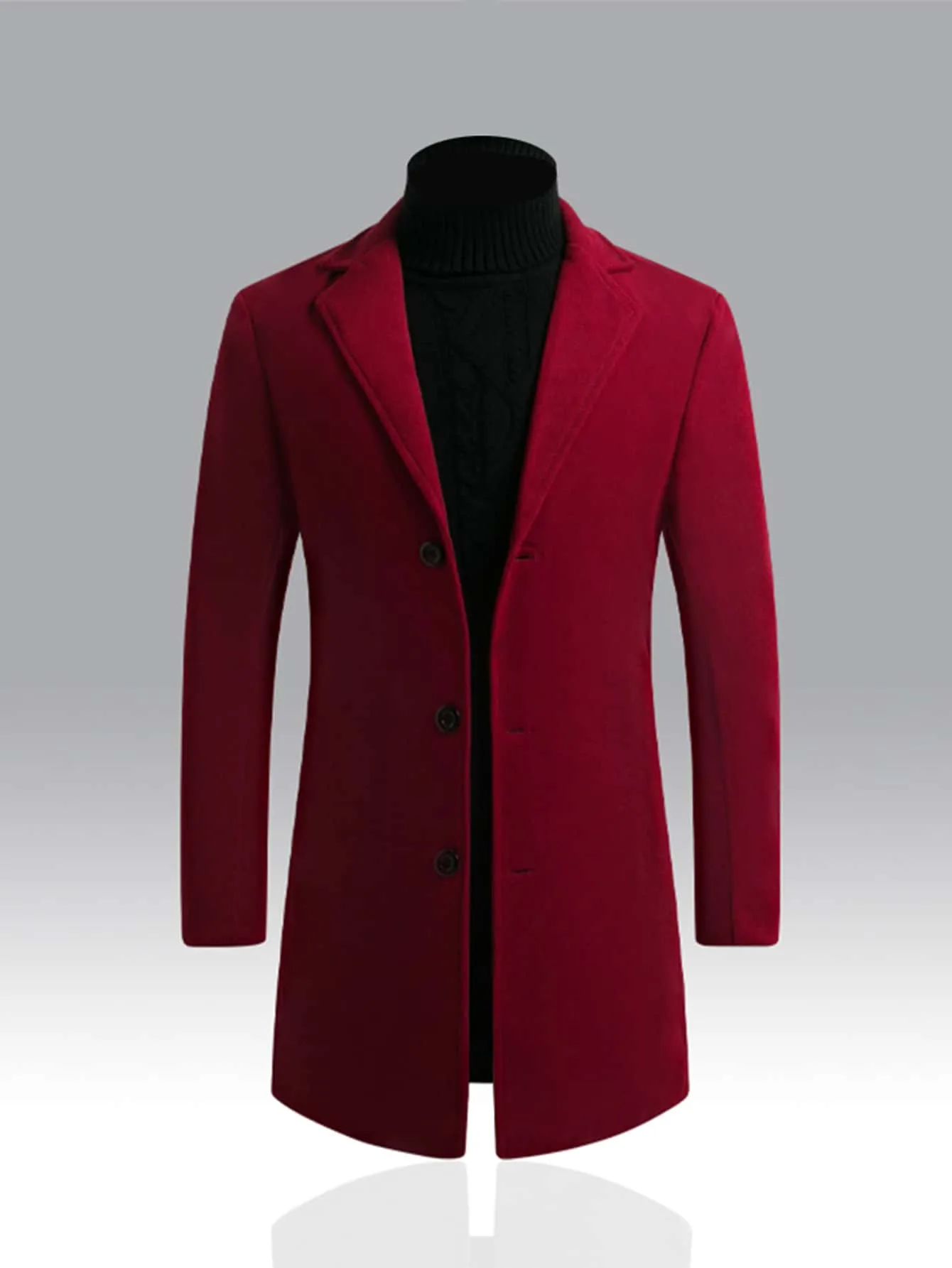 Single Breasted Lapel Collar Button Front Overcoat