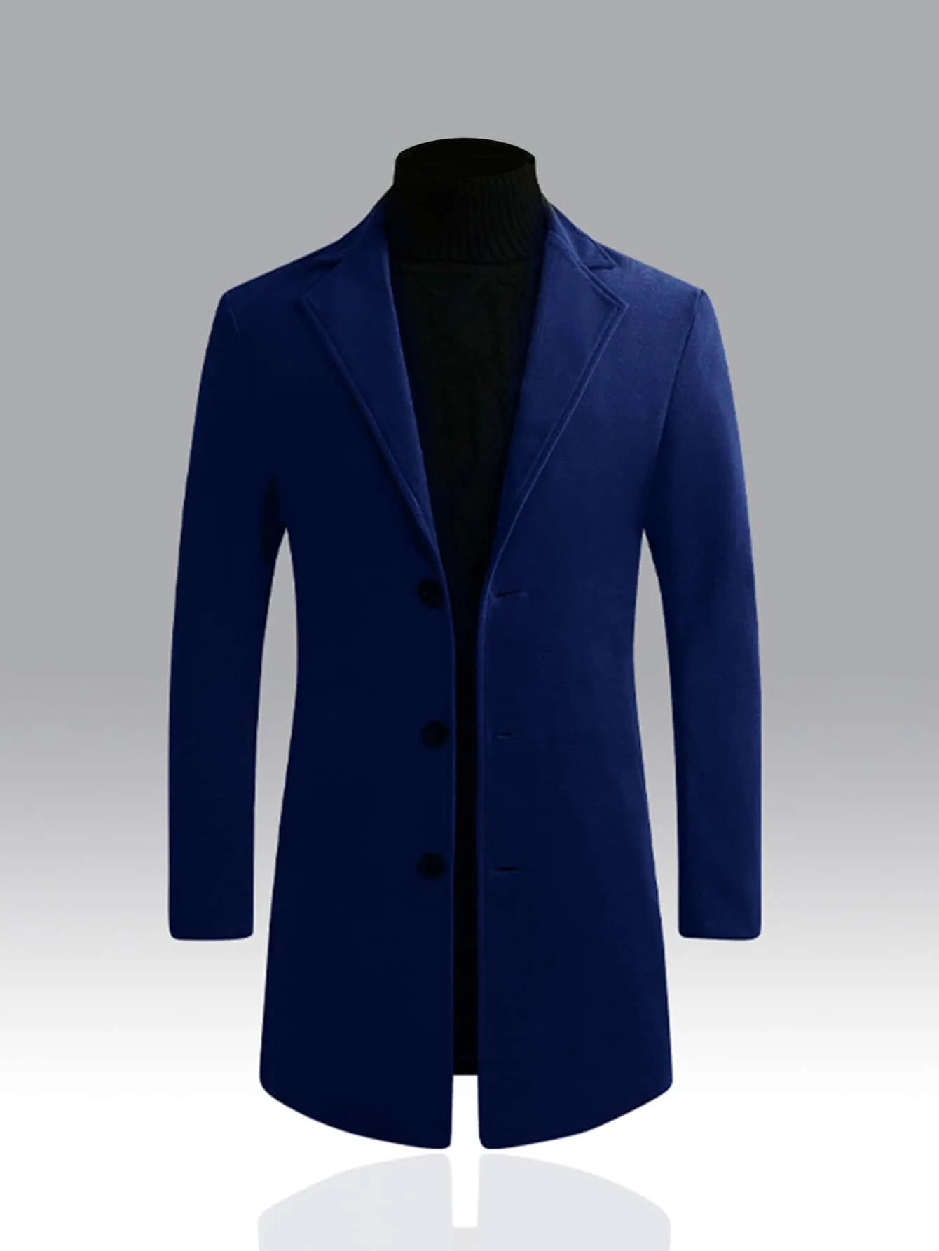 Single Breasted Lapel Collar Button Front Overcoat